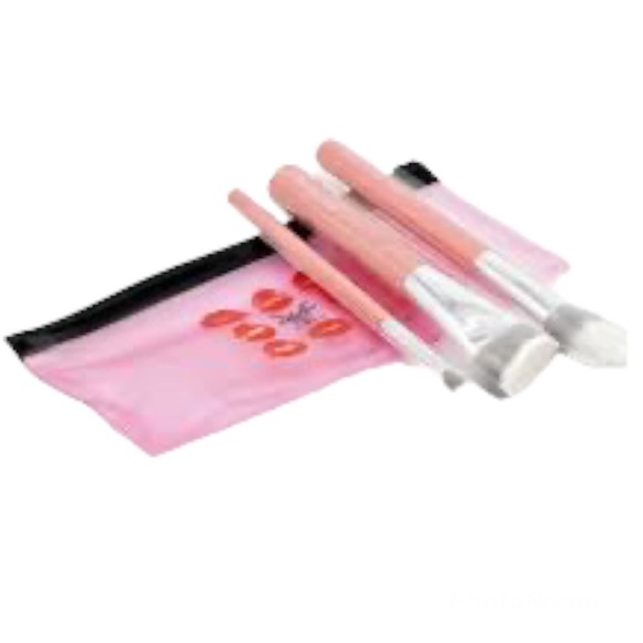 Laruce Beauty 3 piece pink contour brush set with limited edition pouch NEW - Picture 4 of 11